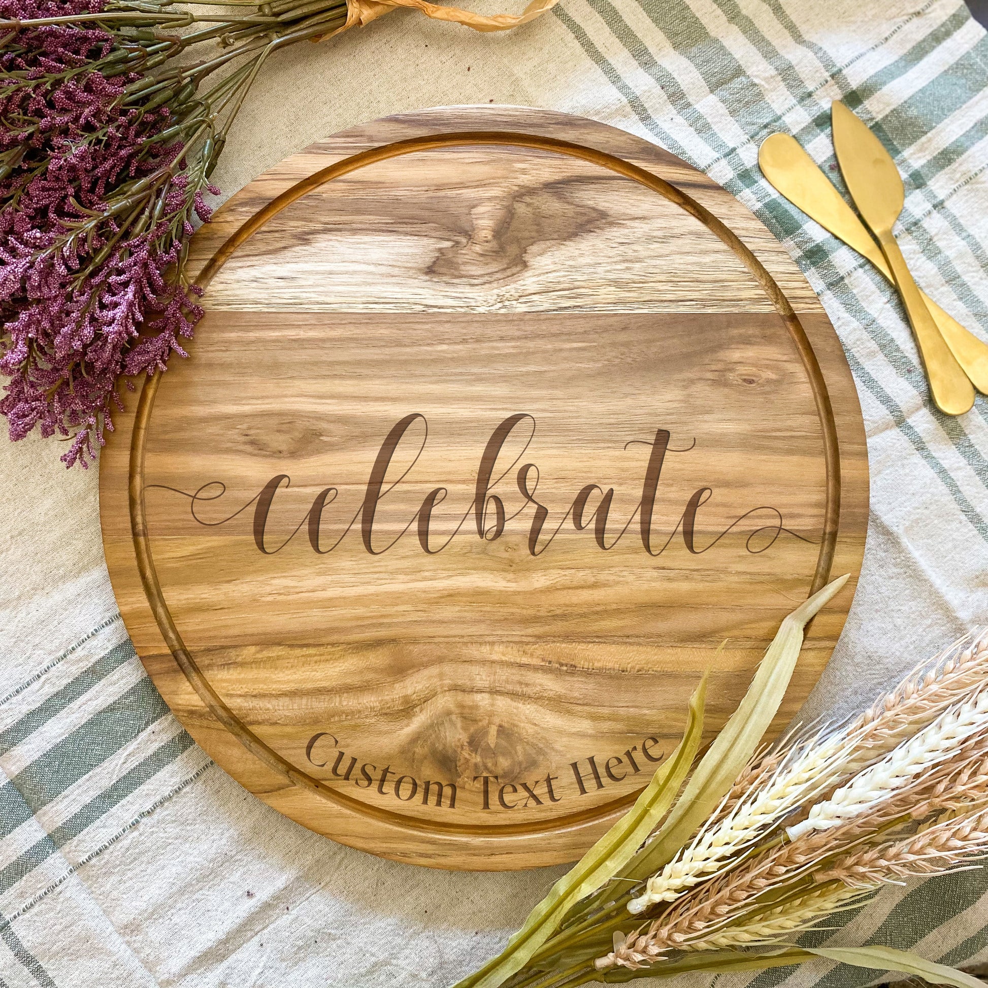 Custom Wooden Engraved Round Charcuterie Board
